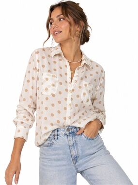 Van Heusen StudioPolka Dot Button Down Blouse Large
White Tan Classic
Work Top